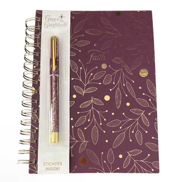 Other - Grace & Gratitude Purple Spiral Notebook with Pen